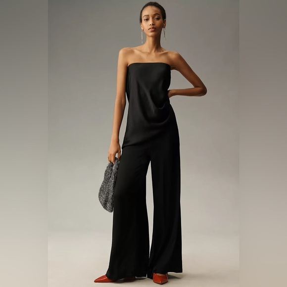 NWT! By Anthropologie Black Pull-On Silk Pants - Size Small 💎 - Picture 2 of 4